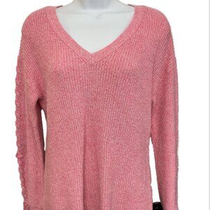 American Eagle Ladies Med Pink Long Sleeve V Neck Cotton/Acrylic blend Sweater